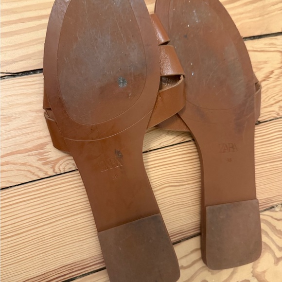 Zara Women's Tan Slide Sandals - Picture 4 of 5